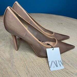Zara Brown Mesh Heels
